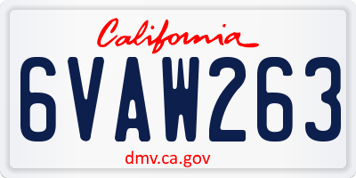 CA license plate 6VAW263