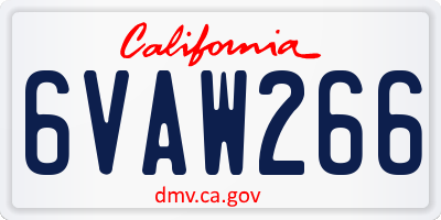 CA license plate 6VAW266
