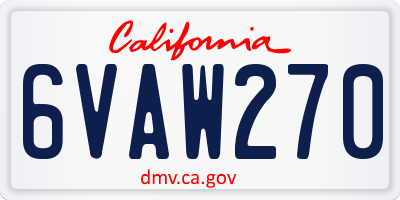 CA license plate 6VAW270