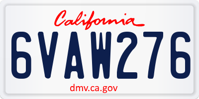 CA license plate 6VAW276