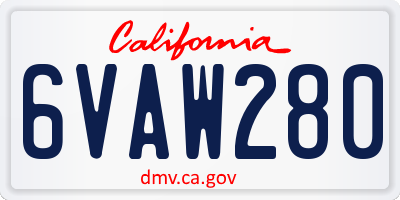 CA license plate 6VAW280