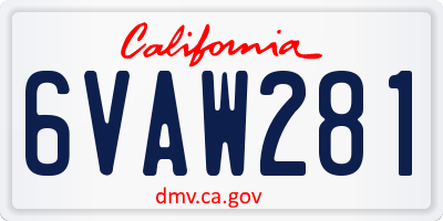 CA license plate 6VAW281