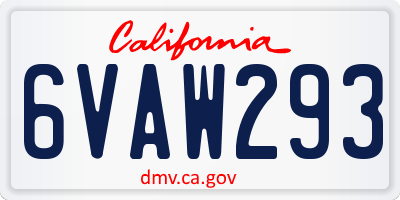 CA license plate 6VAW293