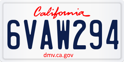 CA license plate 6VAW294
