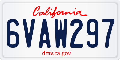 CA license plate 6VAW297
