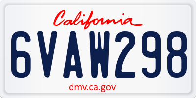 CA license plate 6VAW298
