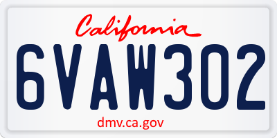 CA license plate 6VAW302