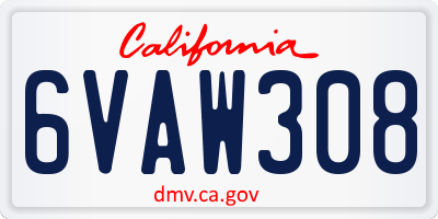 CA license plate 6VAW308