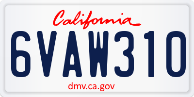 CA license plate 6VAW310