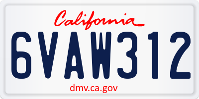 CA license plate 6VAW312