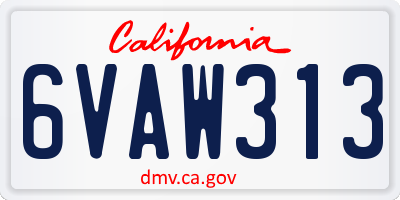 CA license plate 6VAW313