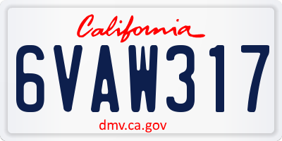 CA license plate 6VAW317