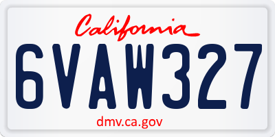 CA license plate 6VAW327