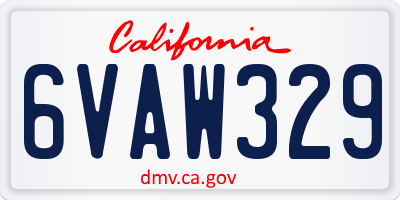 CA license plate 6VAW329