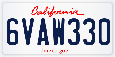 CA license plate 6VAW330
