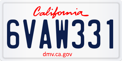 CA license plate 6VAW331
