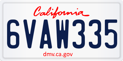 CA license plate 6VAW335