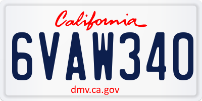 CA license plate 6VAW340