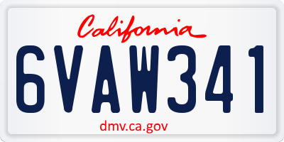 CA license plate 6VAW341
