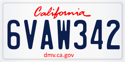 CA license plate 6VAW342