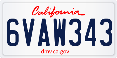 CA license plate 6VAW343