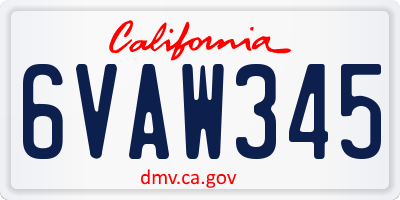 CA license plate 6VAW345
