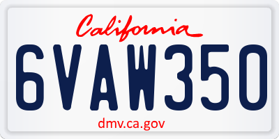 CA license plate 6VAW350