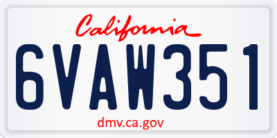 CA license plate 6VAW351