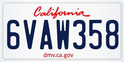 CA license plate 6VAW358