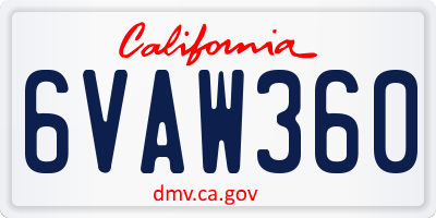 CA license plate 6VAW360