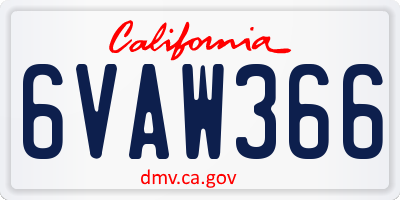 CA license plate 6VAW366