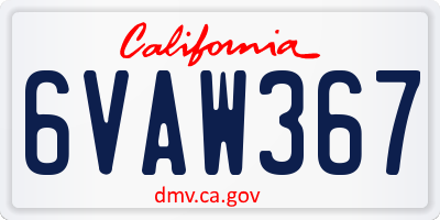 CA license plate 6VAW367