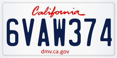 CA license plate 6VAW374