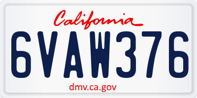 CA license plate 6VAW376