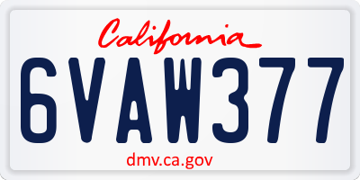 CA license plate 6VAW377