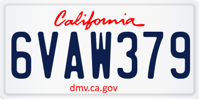 CA license plate 6VAW379