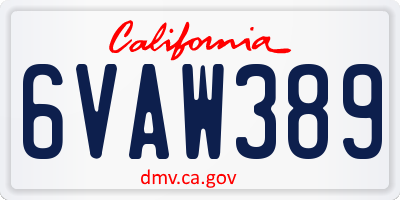 CA license plate 6VAW389