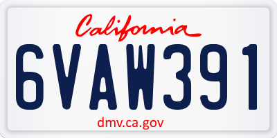 CA license plate 6VAW391