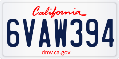 CA license plate 6VAW394