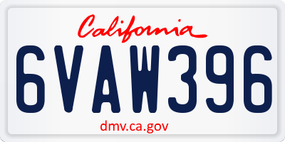CA license plate 6VAW396