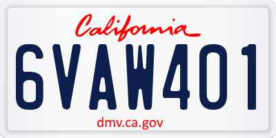 CA license plate 6VAW401