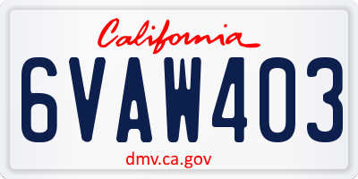 CA license plate 6VAW403