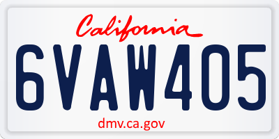 CA license plate 6VAW405