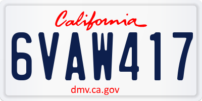 CA license plate 6VAW417