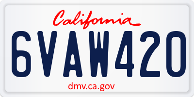 CA license plate 6VAW420