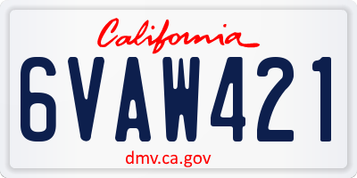 CA license plate 6VAW421