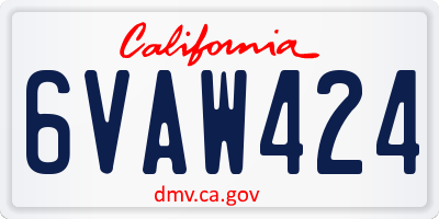 CA license plate 6VAW424