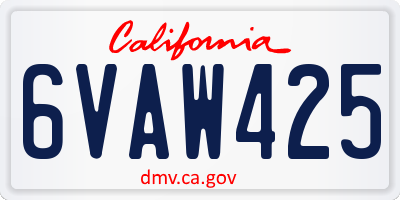 CA license plate 6VAW425