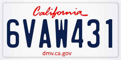 CA license plate 6VAW431