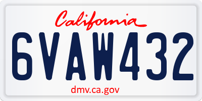 CA license plate 6VAW432